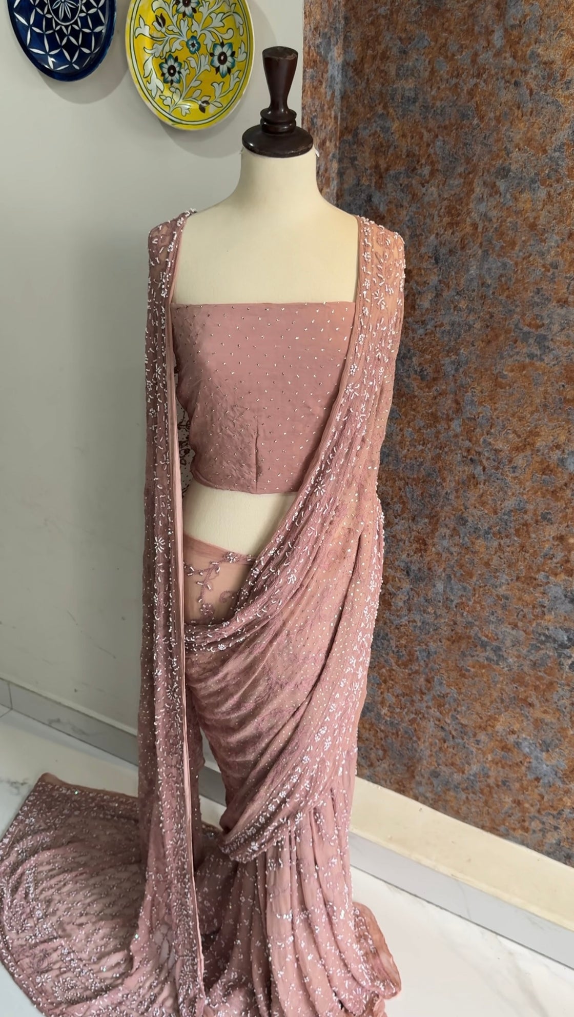 Chikenkari Pearls Saree