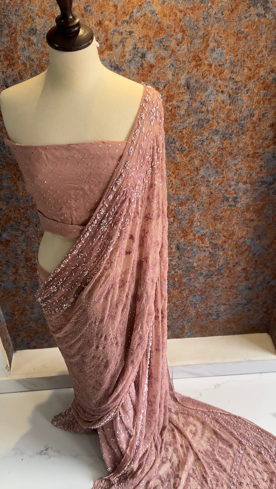 Chikenkari Pearls Saree