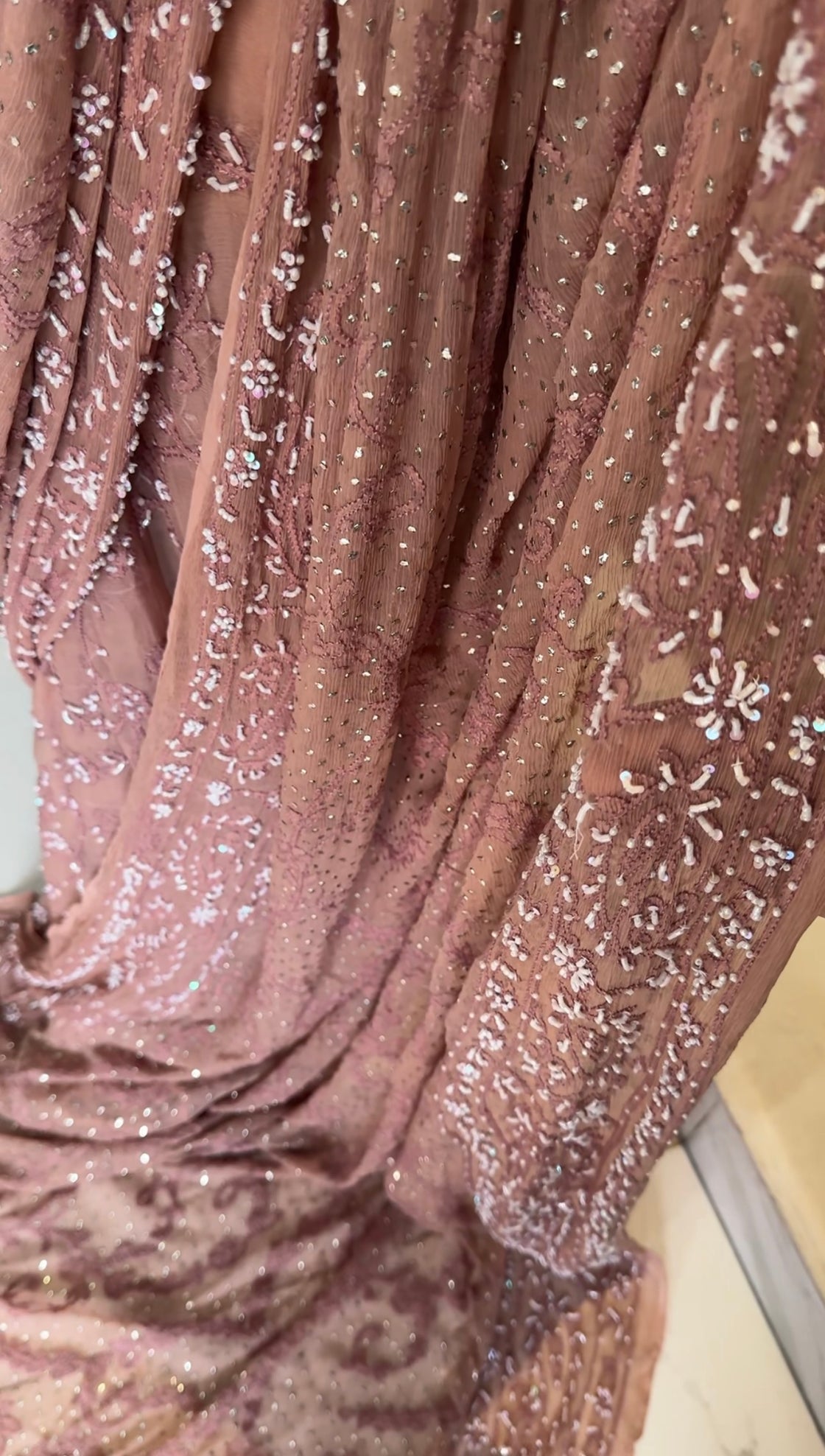 Chikenkari Pearls Saree