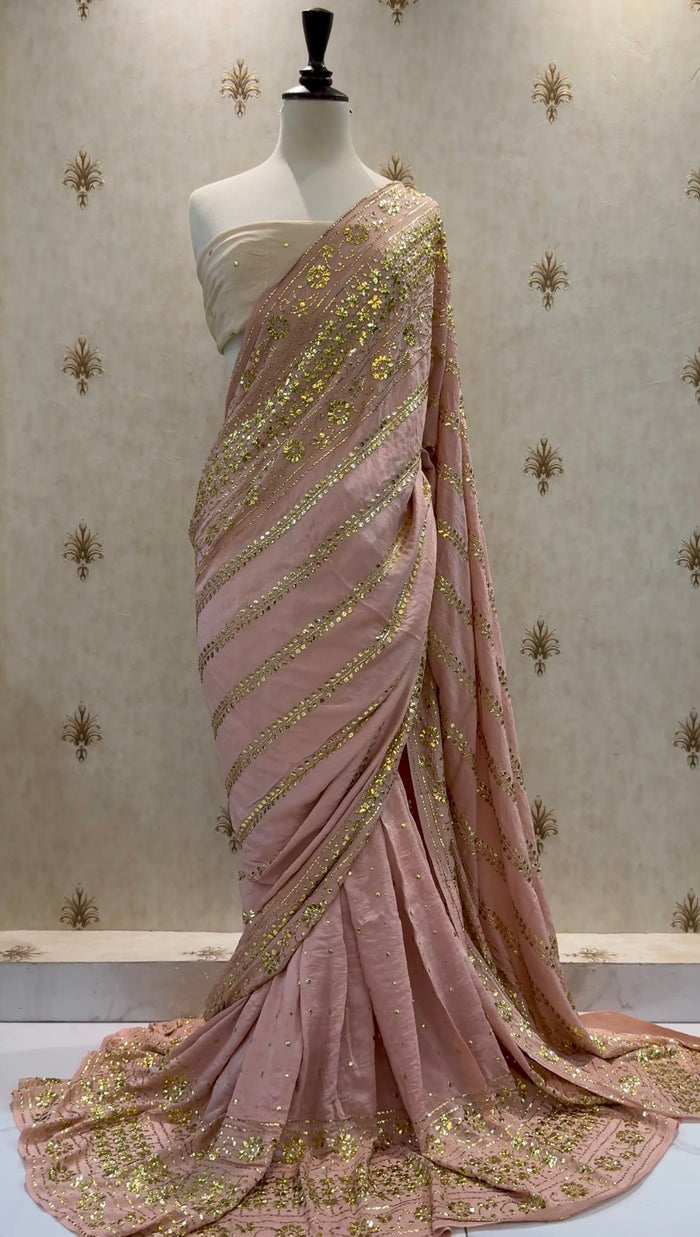 Gulabi Saree on Raw Silk