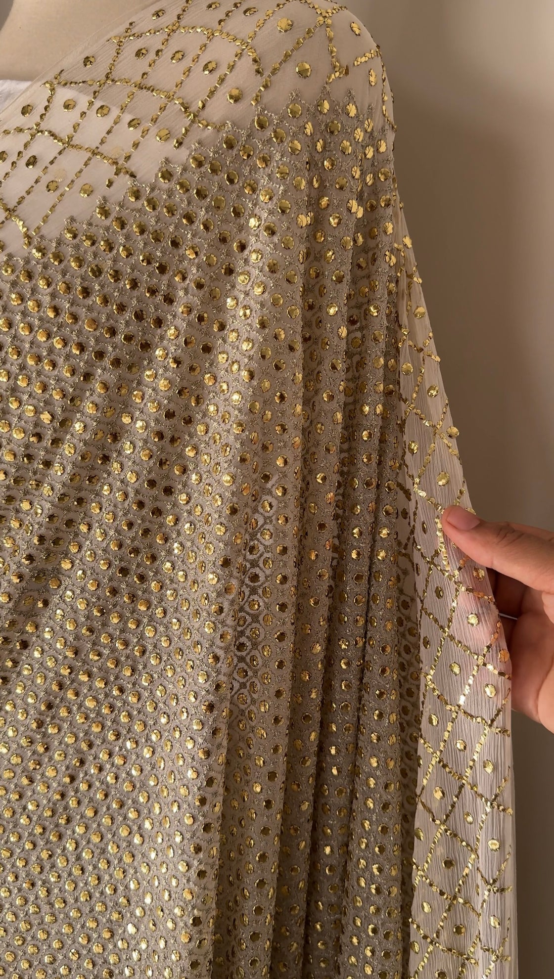1 CM Check Saree with Gold  Mukesh