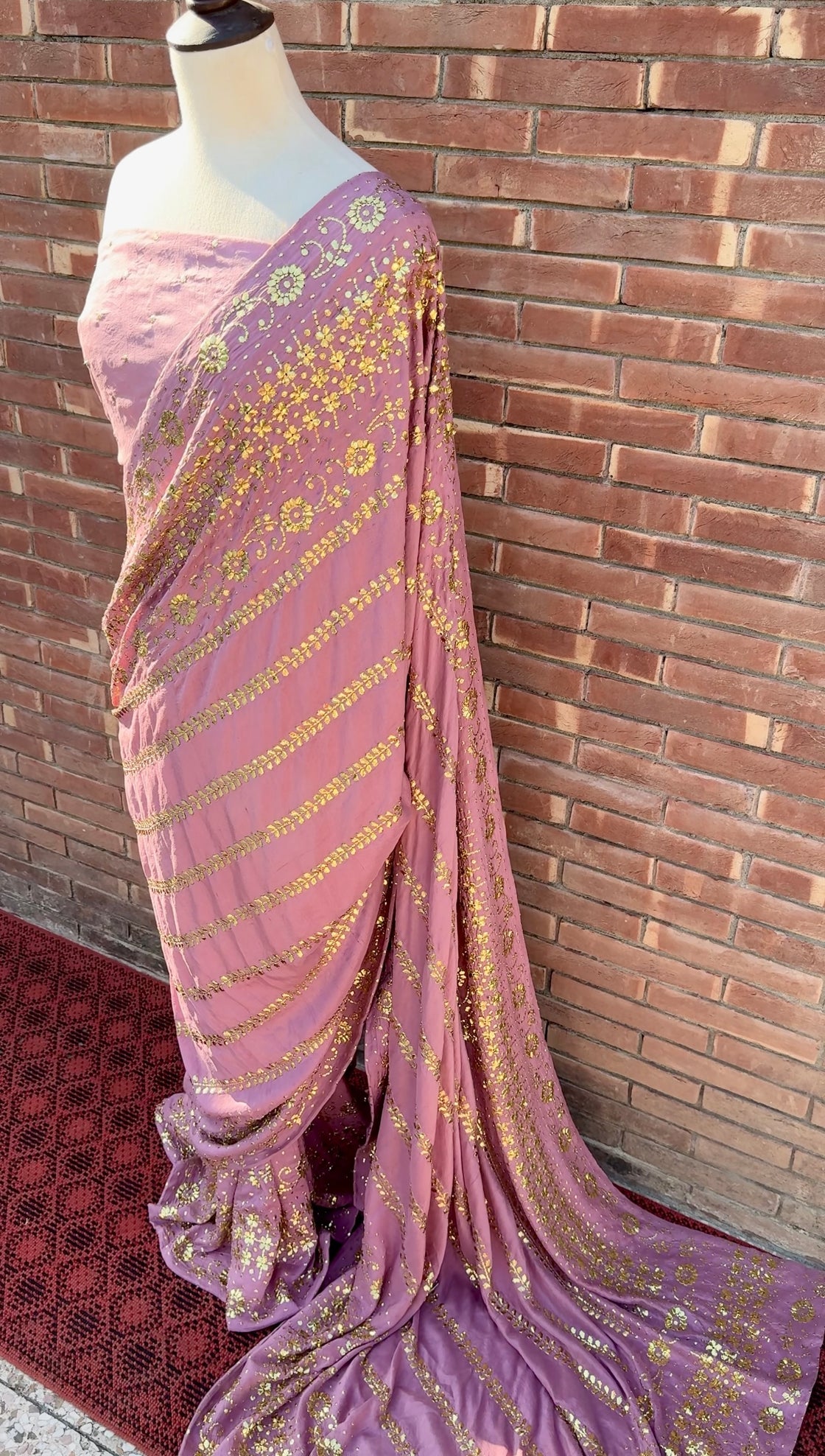 Gulabi Saree on Raw Silk