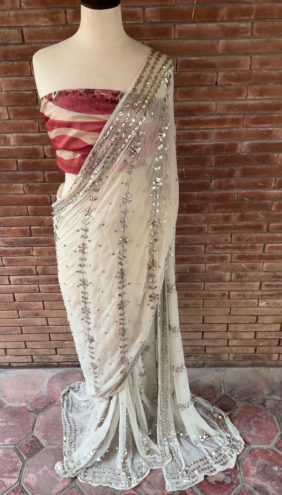 Silver Elegance Saree