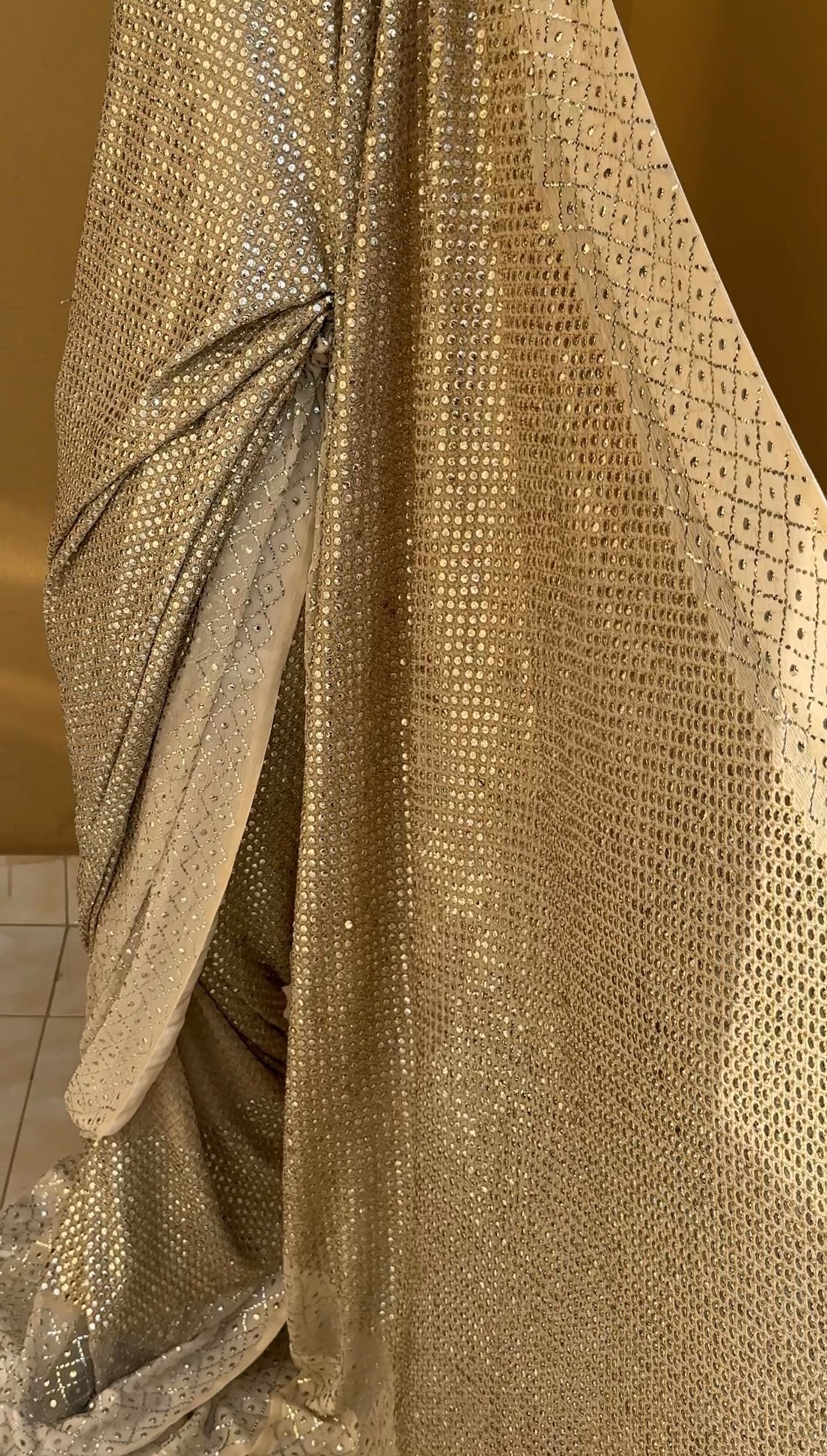 1 CM Check Saree with Silver Mukesh