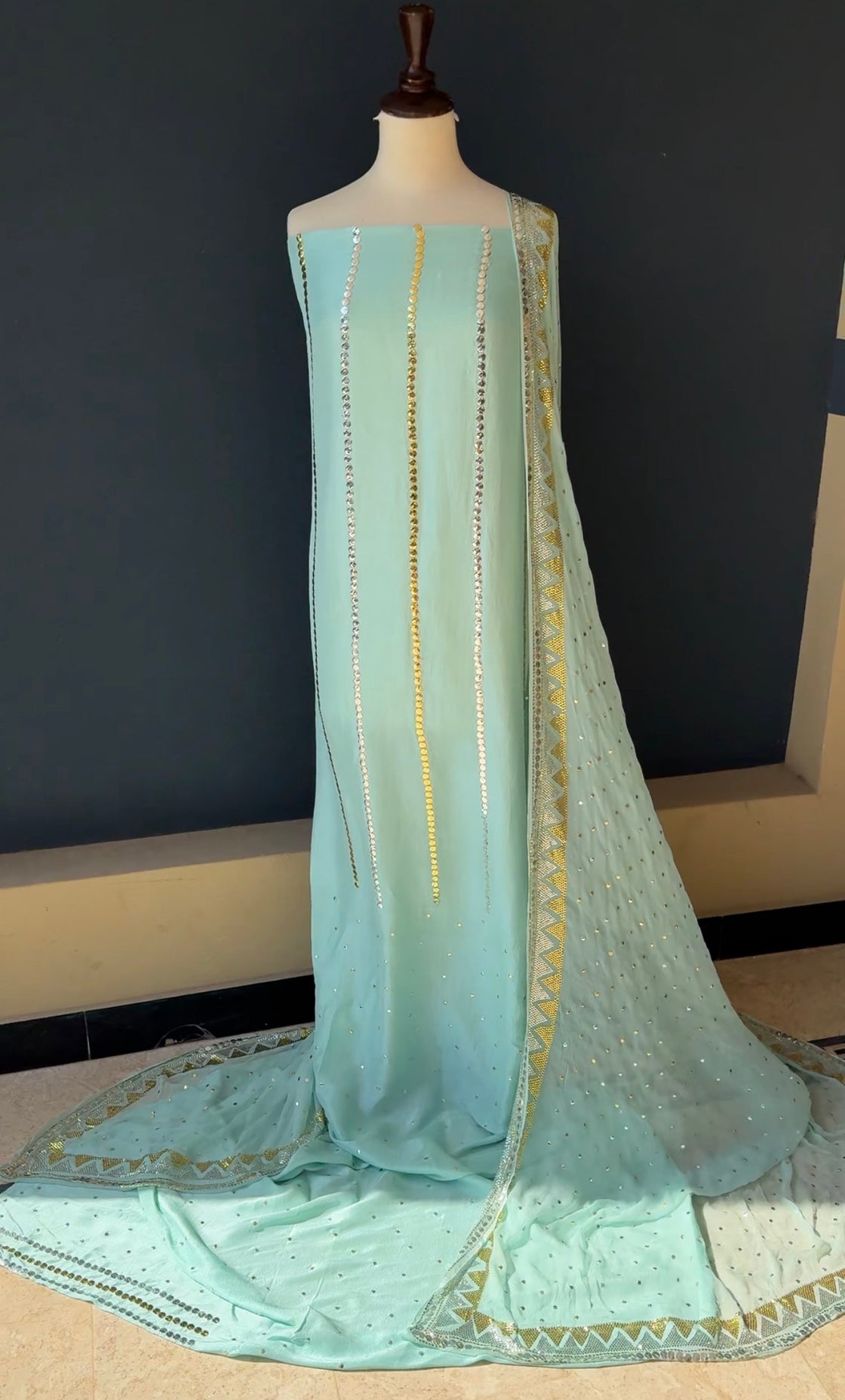 Blue Mukesh Dress