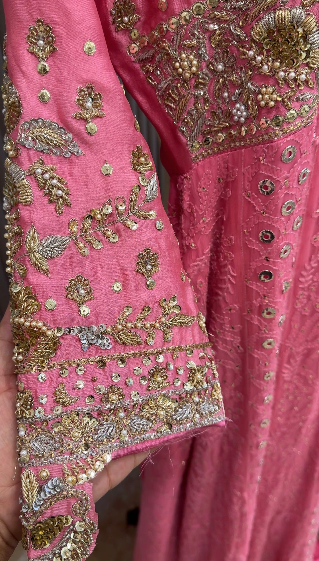 Pink Chikenkari Anrakha